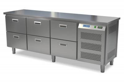Стол холодильный кондитерский (боковой агрегат, столешница из нержавейки) с 6 ящиками КАМИК СО-44318 Столы производственные